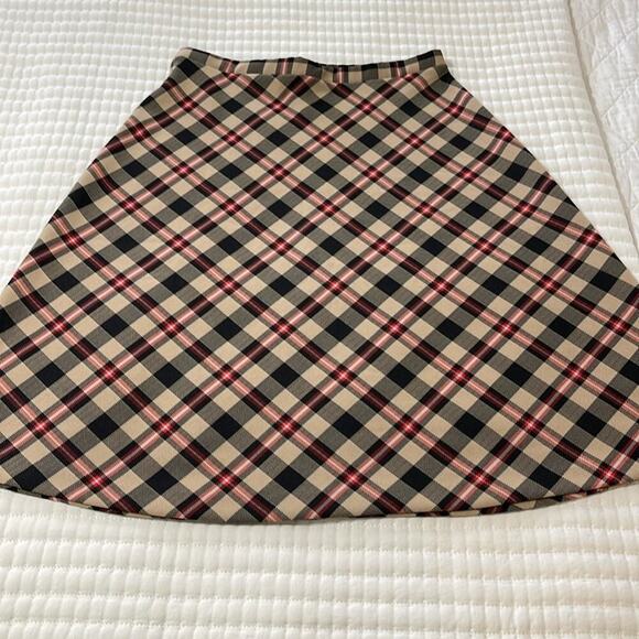 Caper Mates Black/Tan Plaid Vintage A-Line Midi Skirt Size 15/16 - Picture 3 of 5
